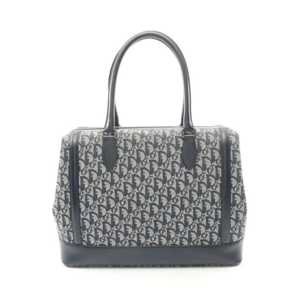 Dior Trotter Doctors Bag Handbag Canvas Leather Navy Blue